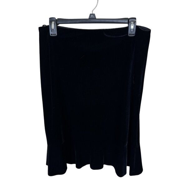 Alex Evenings Black Velvet Skirt Flared Hem Large Vtg 90s Knee Length Evenings - Picture 1 of 8